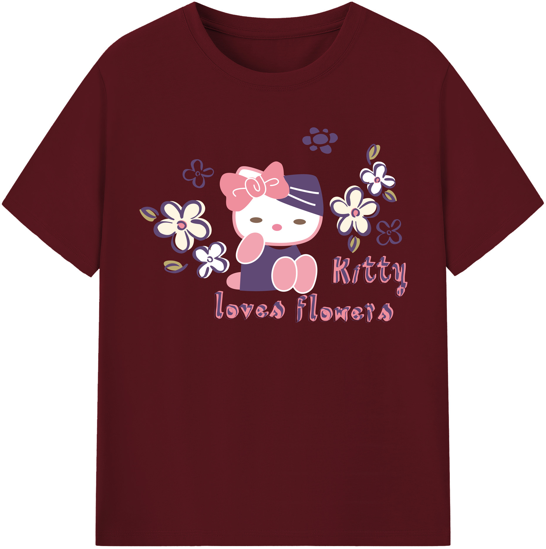 （画像用） Hello Kitty ハローキティ 綿100％半袖Tシャツ（フロントプリント）